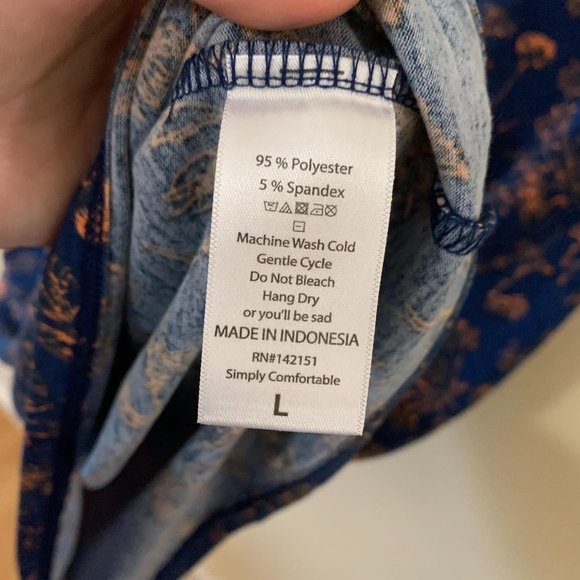 LuLaRoe Julia Dress Navy Floral Print Large Blue - Picture 6 of 9